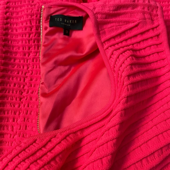 πππ TED BAKER LONDON FIT & FLARE BRIGHT PINK DRESS SIZE 3 TB. SIZE 6/8 πππ - Picture 4 of 11